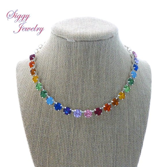 Swarovski Crystal Pride Rainbow Necklace Assorted Finishes, 8mm Crystals - Picture 7 of 9